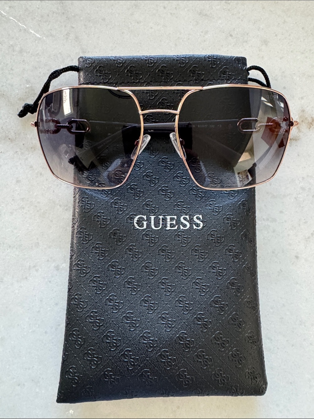 GUESS Rose Gold Frame Sunglasses with Gradient Smoke Lenses